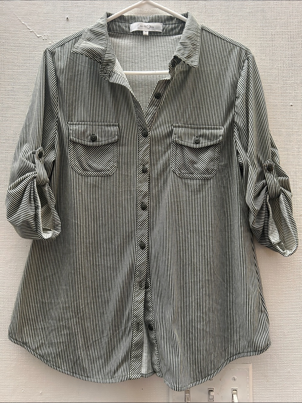 Striped Button-Front Shirt - Black & White